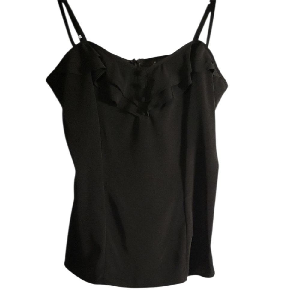 Bisou Bisou Black Ruffled Sleeveless Camisole